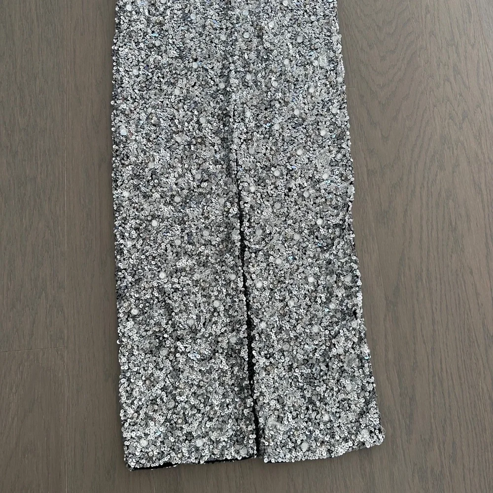 Alice + Olivia Silver Sequin Maxi Dress - Picture 9 of 12